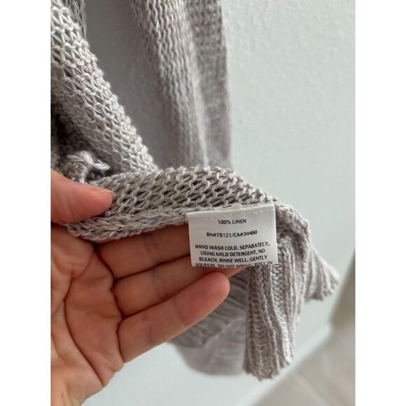 Eileen Fisher Cardigan Womens PS Gray Linen Open Lightweight Sustainable - Picture 4 of 5